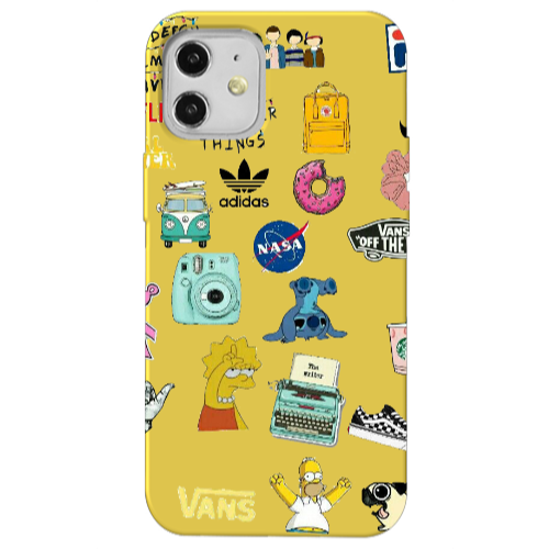 Apple iPhone 12 Mixed up 3 Yellow Colored Silicone TPU Θήκη