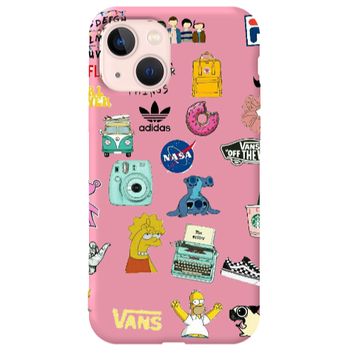 Apple iPhone 13 Mixed up 3 Pink Colored Silicone TPU Θήκη