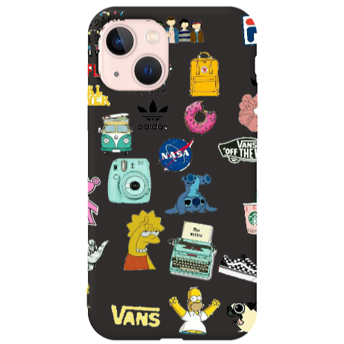 Apple iPhone 13 Mixed up 3 Black Colored Silicone TPU Θήκη
