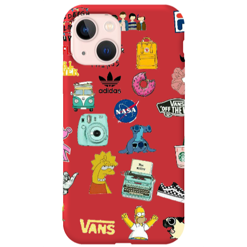 Apple iPhone 13 Mixed up 3 Red Colored Silicone TPU Θήκη