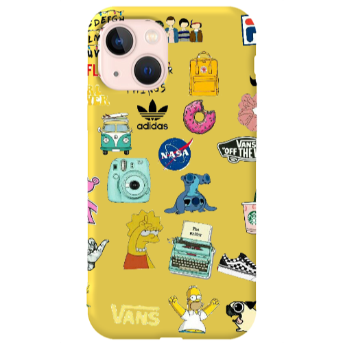 Apple iPhone 13 Mixed up 3 Yellow Colored Silicone TPU Θήκη