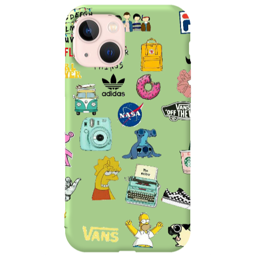 Apple iPhone 13 Mixed up 3 Light Green Colored Silicone TPU Θήκη