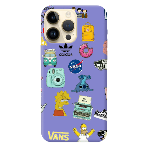 Apple iPhone 13 Pro Max Mixed up 3 Purple Colored Silicone TPU Θήκη