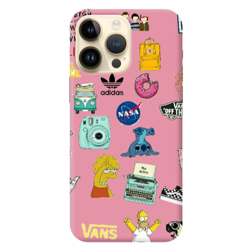 Apple iPhone 13 Pro Max Mixed up 3 Pink Colored Silicone TPU Θήκη