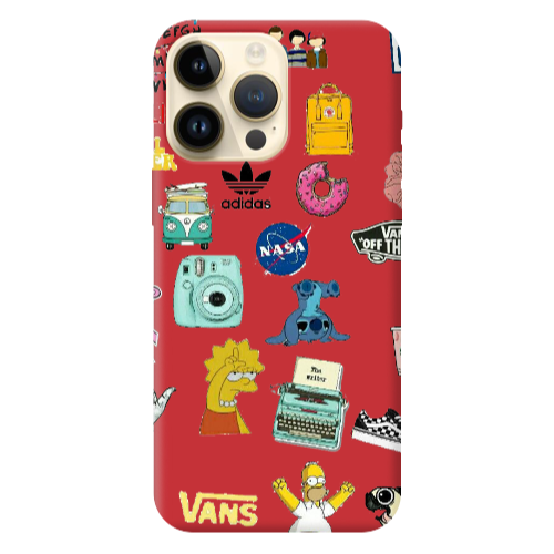 Apple iPhone 13 Pro Max Mixed up 3 Red Colored Silicone TPU Θήκη