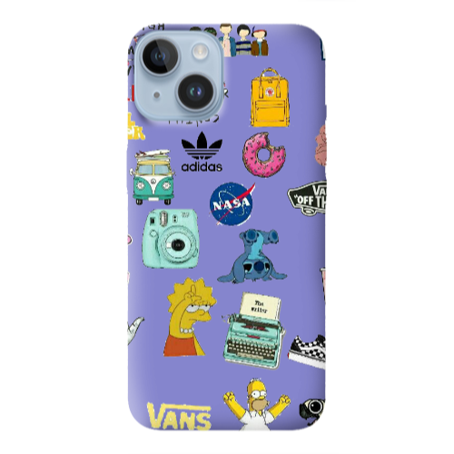 Apple iPhone 14  Mixed up 3 Purple Colored Silicone TPU Θήκη