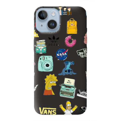 Apple iPhone 14  Mixed up 3 Black Colored Silicone TPU Θήκη