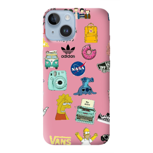 Apple iPhone 14 Plus Mixed up 3 Pink Colored Silicone TPU Θήκη