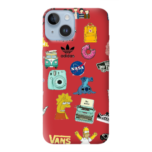 Apple iPhone 14 Plus Mixed up 3 Red Colored Silicone TPU Θήκη