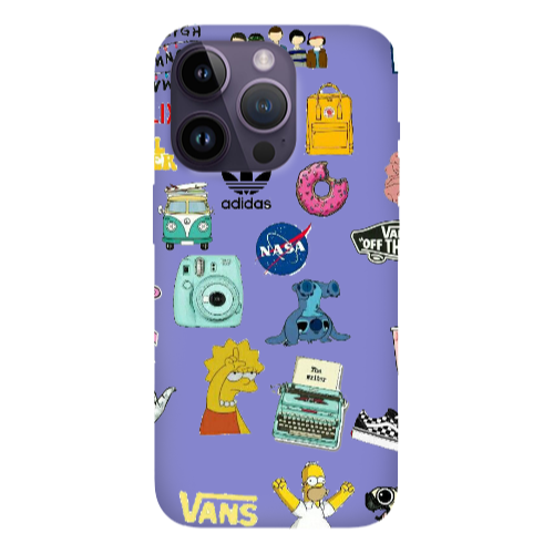 Apple iPhone 14 Pro  Mixed up 3 Purple Colored Silicone TPU Θήκη