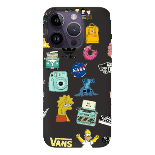 Apple iPhone 14 Pro  Mixed up 3 Black Colored Silicone TPU Θήκη