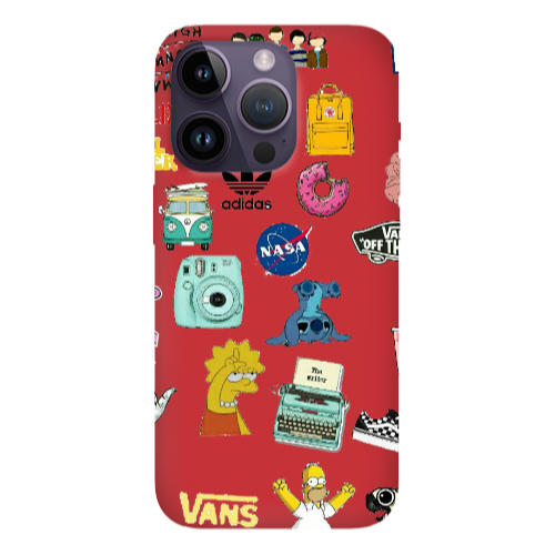 Apple iPhone 14 Pro  Mixed up 3 Red Colored Silicone TPU Θήκη