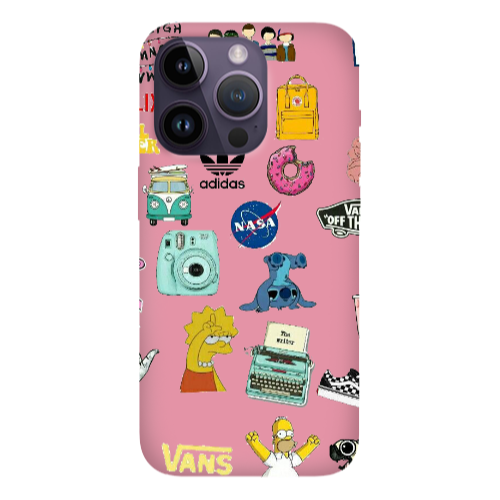 Apple iPhone 14 Pro Max Mixed up 3 Pink Colored Silicone TPU Θήκη