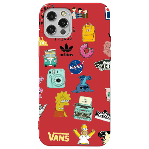 Apple iPhone 13 Pro Mixed up 3 Red Colored Silicone TPU Θήκη