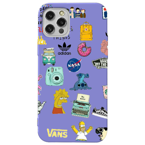 Apple iPhone 12 Pro Mixed up 3 Purple Colored Silicone TPU Θήκη