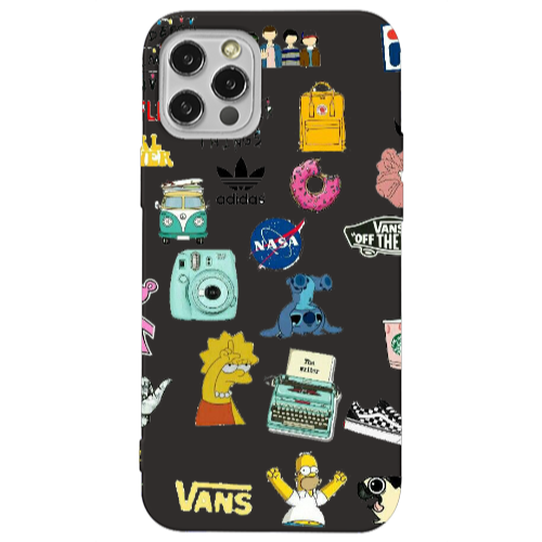 Apple iPhone 12 Pro Mixed up 3 Black Colored Silicone TPU Θήκη