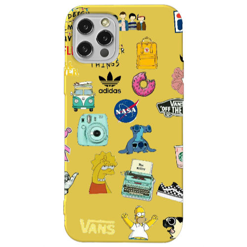 Apple iPhone 12 Pro Mixed up 3 Yellow Colored Silicone TPU Θήκη