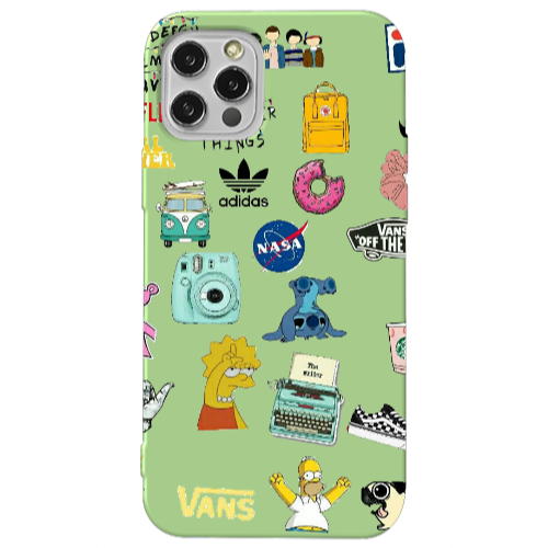 Apple iPhone 12 Pro Mixed up 3 Light Green Colored Silicone TPU Θήκη