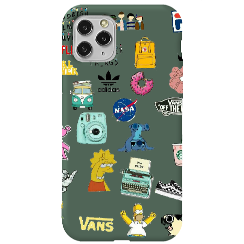Apple iPhone 11 Pro Max Mixed up 3 Dark Green Colored Silicone TPU Θήκη