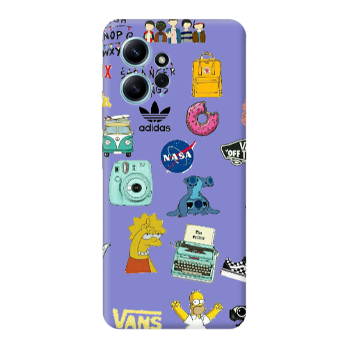 Xiaomi Redmi Note 12 4G Mixed up 3 Purple Colored Silicone TPU Θήκη