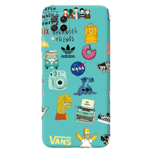 Huawei P40 Lite Mixed up 3 Turquoise Colored Silicone TPU Θήκη