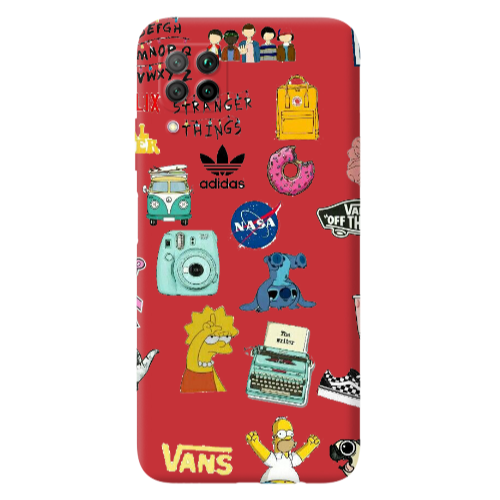 Huawei P40 Lite Mixed up 3 Red Colored Silicone TPU Θήκη