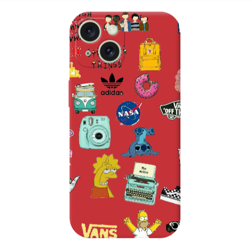 Apple iPhone 15 Mixed up 3 Red Colored Silicone TPU Θήκη