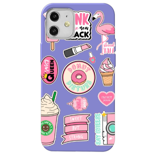 Apple iPhone 12 Donut disturb Purple Colored Silicone TPU Θήκη