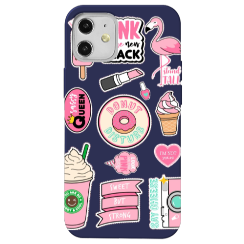 Apple iPhone 12 Donut disturb Dark blue Colored Silicone TPU Θήκη