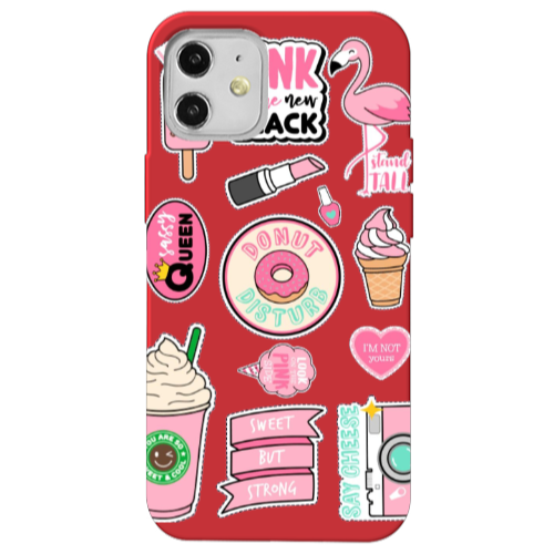 Apple iPhone 12 Donut disturb Red Colored Silicone TPU Θήκη