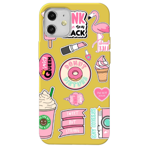 Apple iPhone 12 Donut disturb Yellow Colored Silicone TPU Θήκη