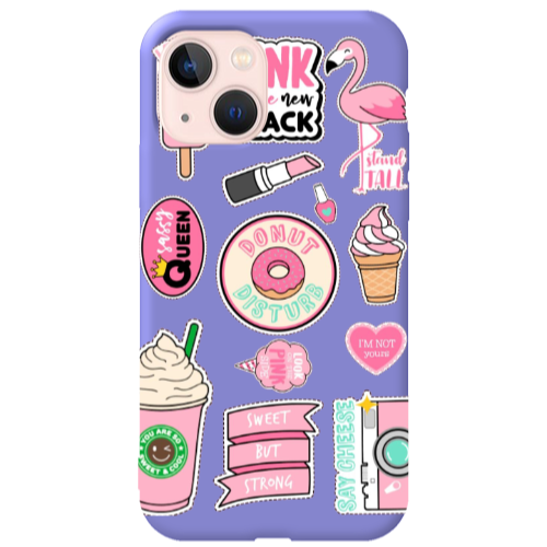 Apple iPhone 13 Donut disturb Purple Colored Silicone TPU Θήκη