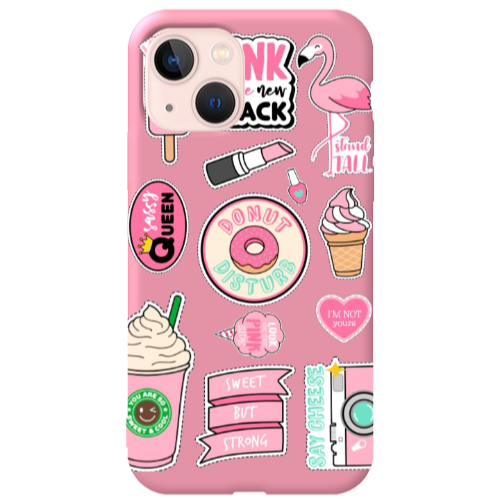 Apple iPhone 13 Donut disturb Pink Colored Silicone TPU Θήκη