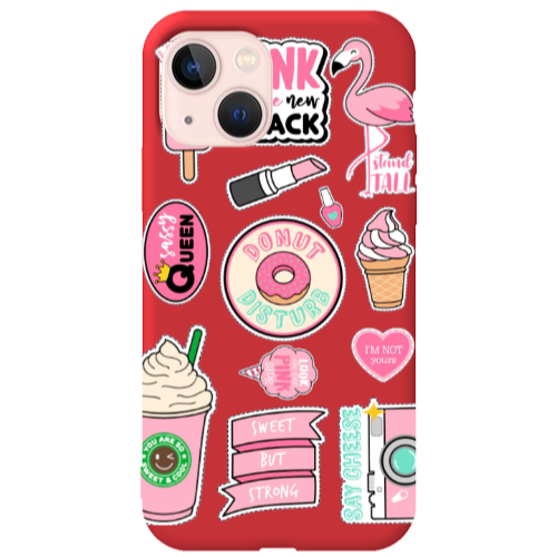 Apple iPhone 13 Donut disturb Red Colored Silicone TPU Θήκη