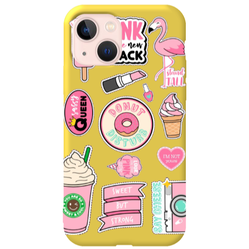 Apple iPhone 13 Donut disturb Yellow Colored Silicone TPU Θήκη