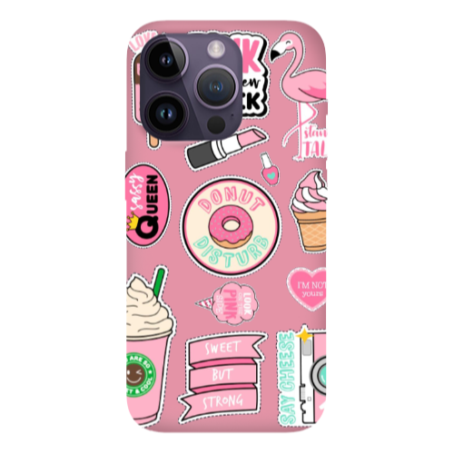 Apple iPhone 14 Pro  Donut disturb Pink Colored Silicone TPU Θήκη