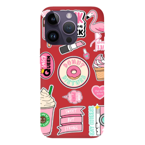 Apple iPhone 14 Pro Max Donut disturb Red Colored Silicone TPU Θήκη
