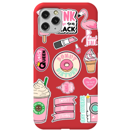 Apple iPhone 11 Pro Max Donut disturb Red Colored Silicone TPU Θήκη