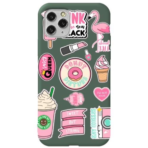 Apple iPhone 11 Pro Max Donut disturb Dark Green Colored Silicone TPU Θήκη