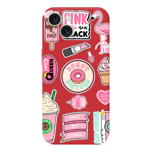 Apple iPhone 15 Donut disturb Red Colored Silicone TPU Θήκη