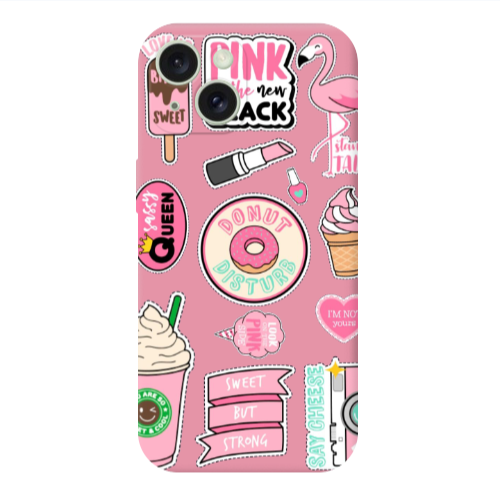 Apple iPhone 15 Plus Donut disturb Pink Colored Silicone TPU Θήκη