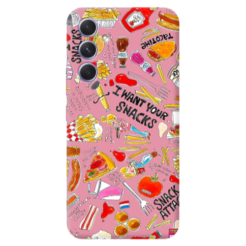 Samsung A56 Snack attack Pink Colored Silicone TPU Θήκη