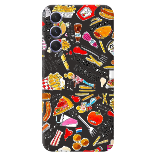 Samsung A56 Snack attack Black Colored Silicone TPU Θήκη