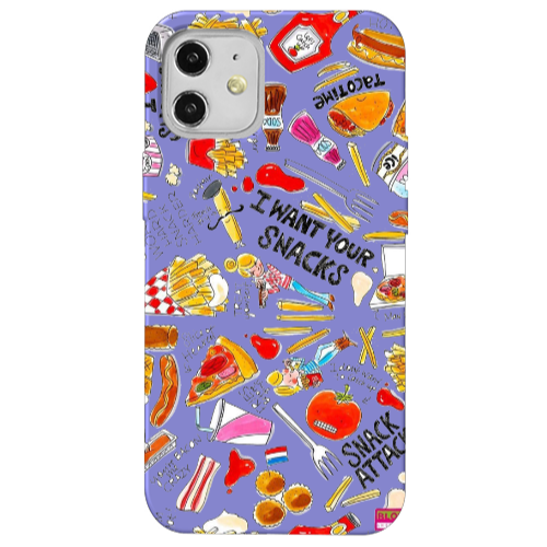 Apple iPhone 12 Snack attack Purple Colored Silicone TPU Θήκη