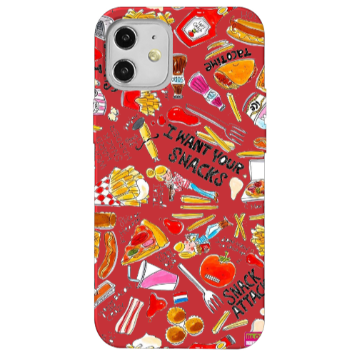 Apple iPhone 12 Snack attack Red Colored Silicone TPU Θήκη
