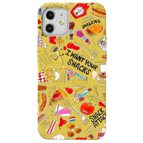 Apple iPhone 12 Snack attack Yellow Colored Silicone TPU Θήκη