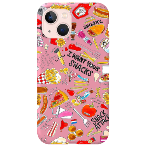 Apple iPhone 13 Snack attack Pink Colored Silicone TPU Θήκη