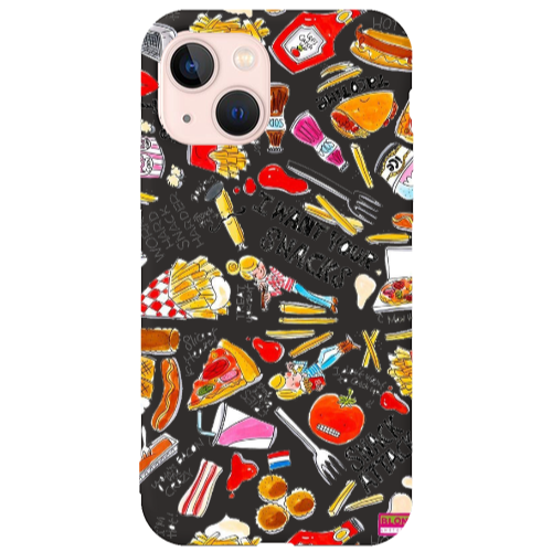 Apple iPhone 13 Snack attack Black Colored Silicone TPU Θήκη