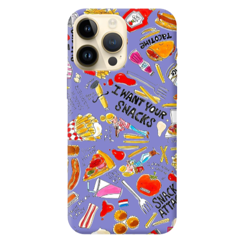 Apple iPhone 13 Pro Max Snack attack Purple Colored Silicone TPU Θήκη