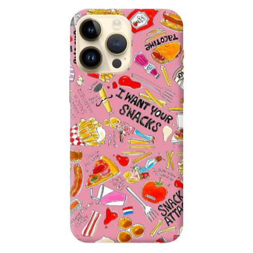 Apple iPhone 13 Pro Max Snack attack Pink Colored Silicone TPU Θήκη